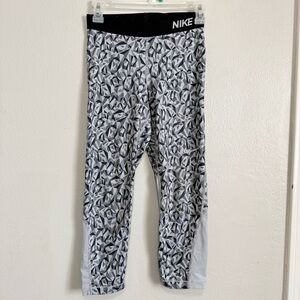 Nike Kids Abstract Print Leggings - Black and Gray